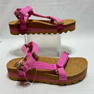Reef Pink Platform Cork-Style Sandals